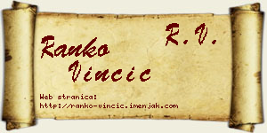 Ranko Vinčić vizit kartica